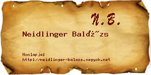 Neidlinger Balázs névjegykártya